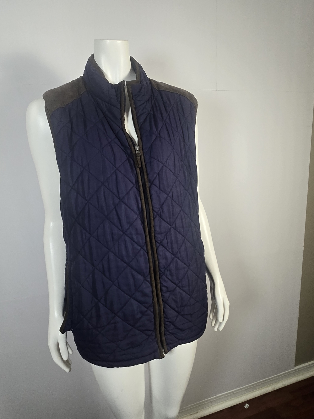 Coleman Navy Quilted Zip-Front Puffer Vest with Charcoal Trim